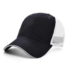 Low Profile Blank Baseball Cap Unisex Women Men Sun Mesh Hat Plain Camo Adjustable Cap (Black + White Grid)