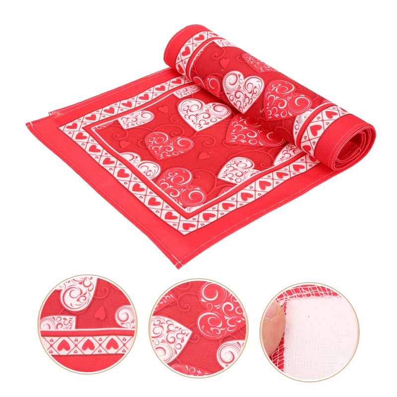 BIUDECO Heart Pattern Tablecloth Valentine's Day Table Runner Kitchen Decor
