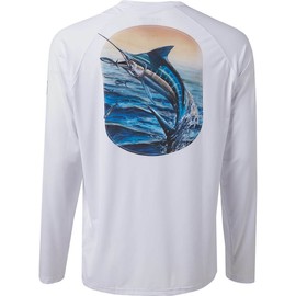 Huk Fishing Shirt, Men's Large, Huk Pursuit Tuna Snacks LS Shirt, Marlin, NWT