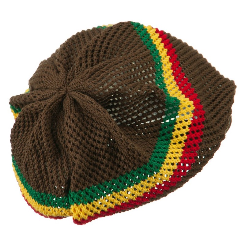 Mesh Rasta Deep Shell Beanie - Brown OSFM