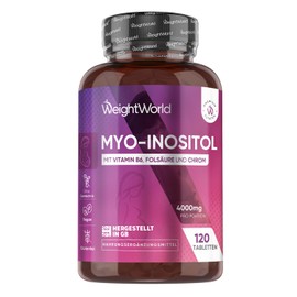 WeightWorld Myo Inositol 4000 mg Tablets - 120 Vegan Tablets | Mit Vitamin B6 & B9 (als Folsäure) & Chrom (als Chrompicolinat), 1 Monat Vorrat, Glutenfrei, Ohne Gentechnik