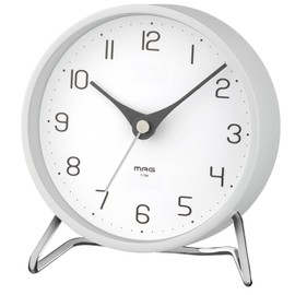 MAG T-794A WH-Z Noah Precision Table Clock, Tabletop, Analog, Silent, Continuous Second Hand, Stand, Cute, Stylish, Simple, Interior, 4.4 inches (11.2 cm), White, Cozy Time,