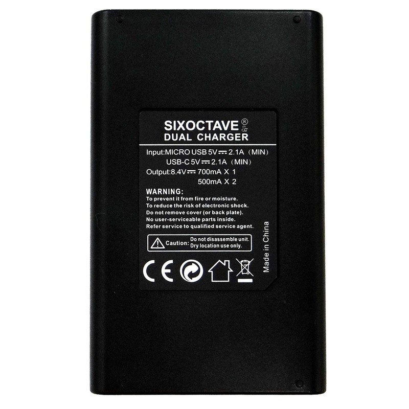 SIXOCTAVE Dual USB Rapid Compatible Charger for DMW-BLE9/DMW-BLG10/BP-DC15-BP-DC15-U/BP-DC15-E DMW-BTC9 DE-A99A