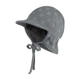 Sterntaler Reversible Visor Cap Graphic with Neck Protection and Tie Strap - Reversible Hat Boys - Baby Hat with Ear Flaps - Reversible Fishing Hat Baby Protects Head from Sunlight, Stone Green