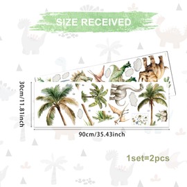 Large Dinosaur Palm Tree Wall Stickers,Boho Dinosaur Palm Tree Room Decor Decals,Peel and Stick Wall Dino Art Decals,Baby Nursery Boys Bedroom Playroom Wall Decor Gifts for Kids