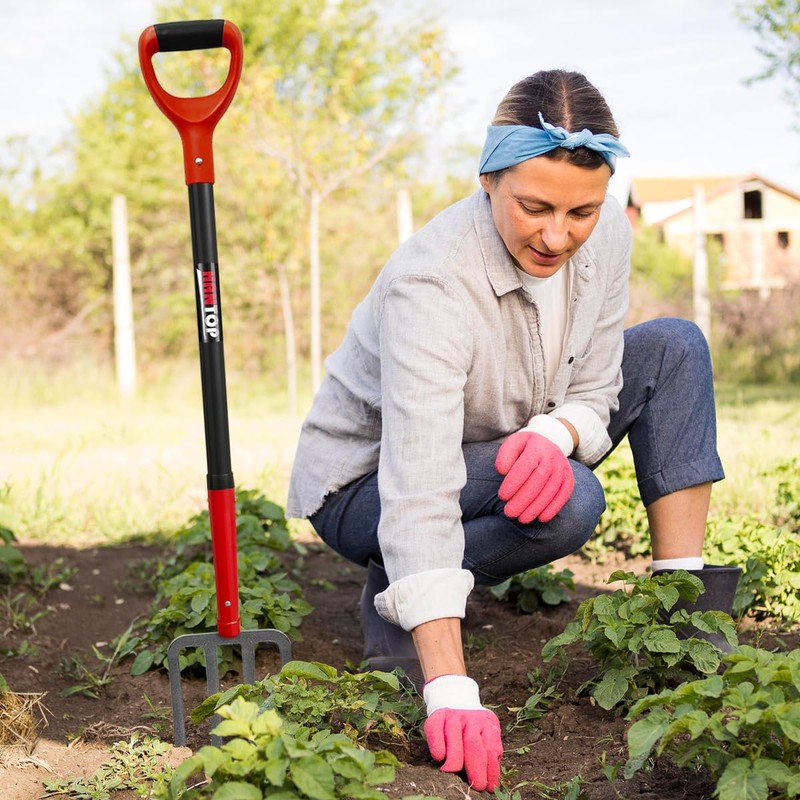 HANTOP 4-Tine Pitch Fork Garden Digging Fork Spading Fork Heavy