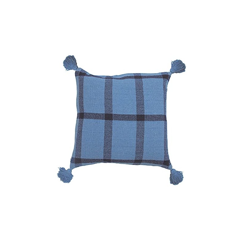 Creative Co-Op 24" Square Woven Recycled Cotton Blend Grid Pattern