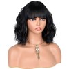 CoCrowns Short Wavy Wig with Air Bangs Shoulder Length Women's