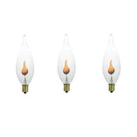 GULUANT 3 Pack Replacement Flicker Flame Clear Light Bulb 3w 3 Watt Ca-8 Candelabra Base Fire