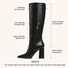 mikarka Black Knee High Boots for Women: Chunky Heel Black Boots - Square Toe Tall Boots, US Size 7