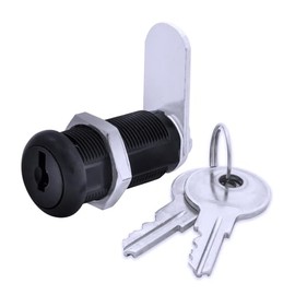 FJM Security MEI-8500A-BLK-KA (MEI-8500A-BLK) Cerradura de cilindro con pestillo de disco para gabinete, llave igual, color negro, Clave diferente, 1-3/8