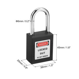 PATIKIL Lockout Tagout Locks with Key, Loto Locks Safety Padlock Lockout Locks Keyed Different with Lockout Tag for Valves Stations and Devices Style 1, Black
