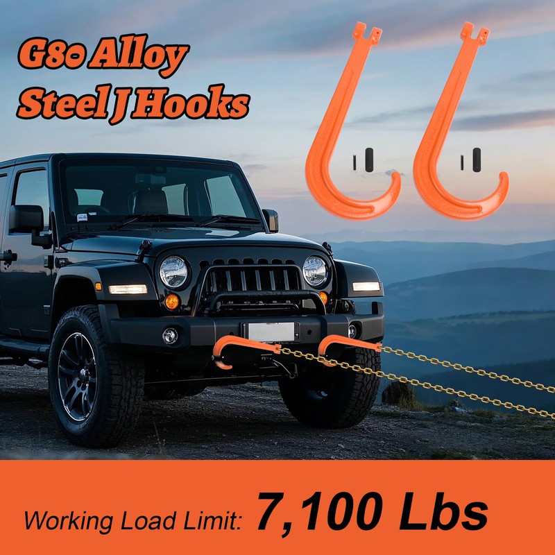 Leero 2 Pack G80 15 Inch J Hook Heavy Duty