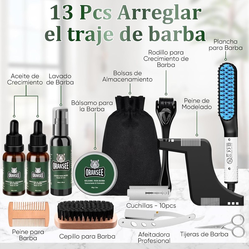 Kit Cuidado de Barba para Hombre 13 en 1 con