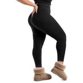 Walifrey Plus Size Fleece Lined Leggings for Women, High Waisted Thermal Leggings in Winter Black 4XL