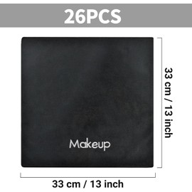 26 toallitas desmaquillantes negras - Toallas de microfibra de 33 x 33 cm para desmaquillar - Toallitas faciales suaves, absorbentes y reutilizables - Toallitas desmaquillantes para limpieza f