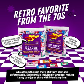 Zotz Fizzy Bulk Candy (Assorted, 200 Units)- Hard Candy Individually Wrapped- Assorted 7 Fruit Flavors, Cherry, Watermelon, Blue Raspberry, Apple, Orange & Grape- From Italy Since 1970