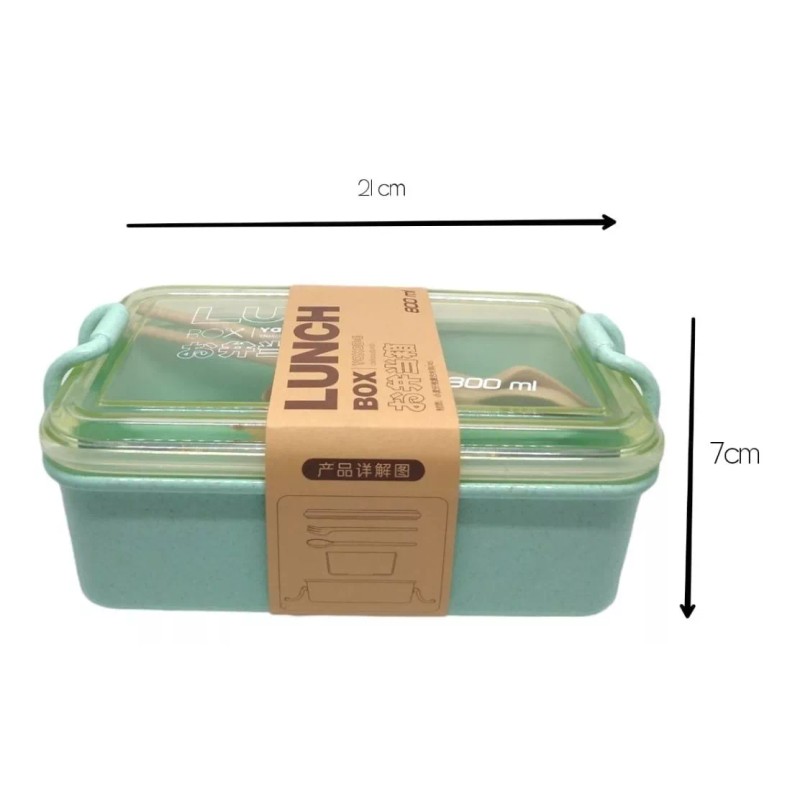 CL Lunch Box 800ml Material Fibra De Trigo Con Cubiertos