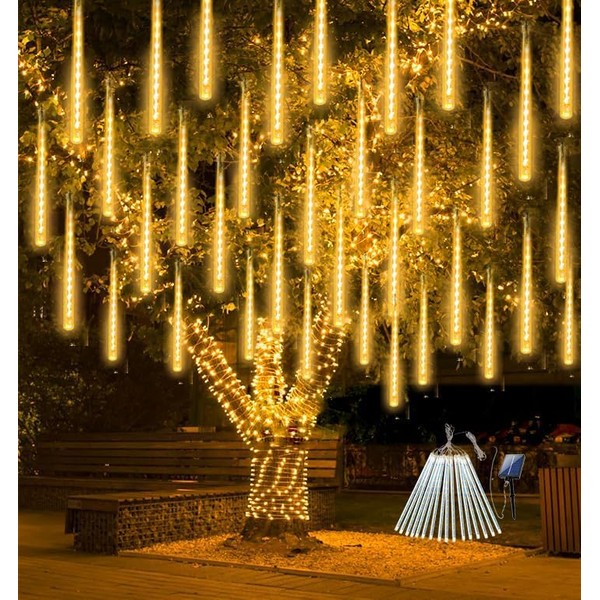 Solar Meteor Shower Lights Outdoor, Waterproof Christmas Lights Decorations Solar