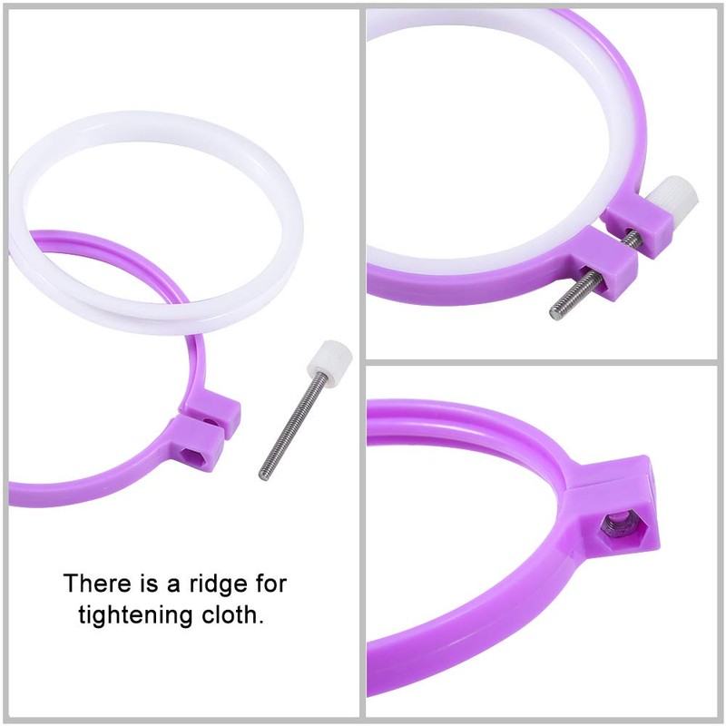 Caydo 6 Pieces Embroidery Hoops and 15 Needles, Plastic Circle