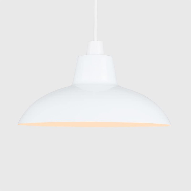 MiniSun Retro Style Gloss White Metal Easy Fit Ceiling Pendant