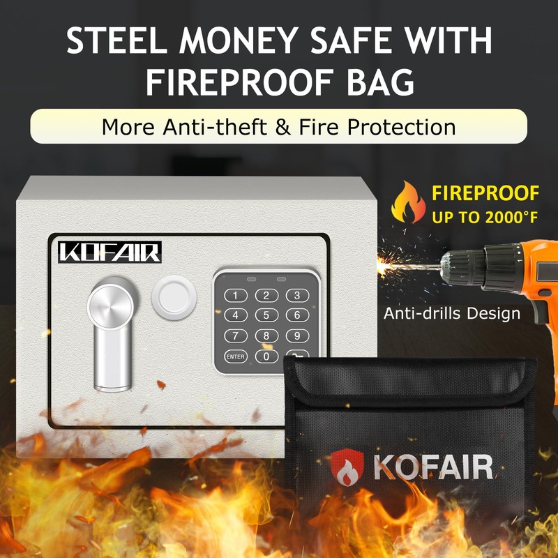 KOFAIR Safe Box for Home Safe (0.23 Cubic Feet) with