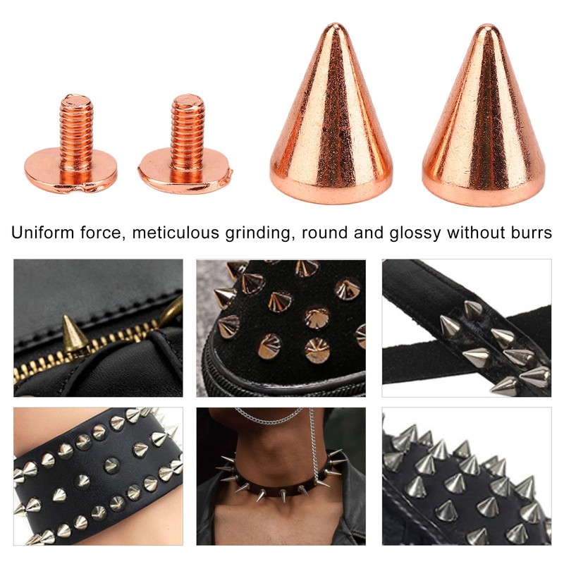 100 Sets Punk Cone Spikes Studs Electroplating Rose Gold Punk