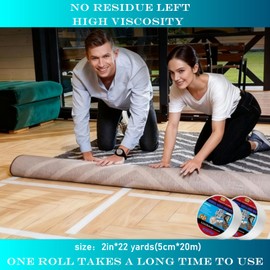 SJZQ Double Sided Rug Tape [2 Inch x 30 yd] Carpet Tape for Securing Area Rugs to Carpets, Laminate, and Hardwood Floors, Easy to Remove and Restick Without Residue or Damage to Rug or Floor