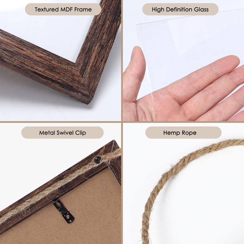 QUTREY 4x6 Collage Picture Frames, 6 Openings Vertical Hanging Photo