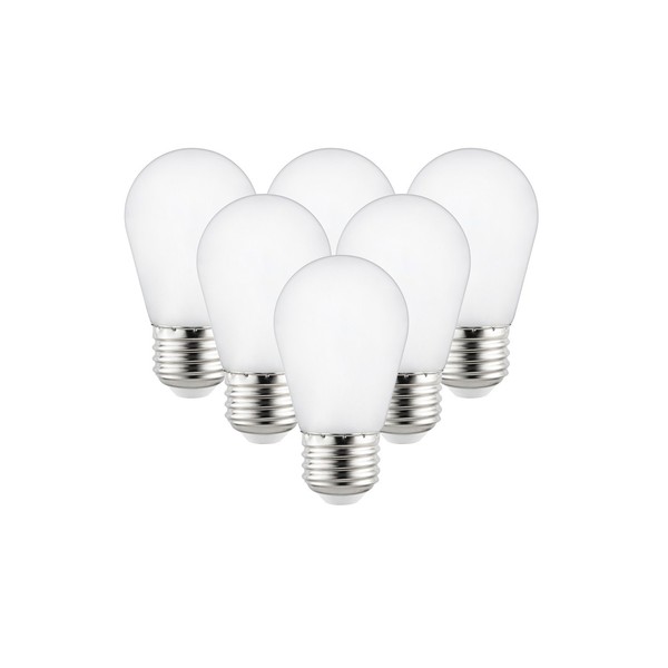 Sunlite 40988-SU LED S14 String Light Bulb, 1 Watt (10W Equivalent), 50 Lumens, Medium Base (E26), Non-Dimmable, ETL Listed, 2700K Warm White, Frosted, 6 Count