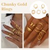 BelleVive 5 Piece Gold Chunky Rings for Women, Open Stackable