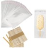 300 Pieces Popsicle Sticks and Bags Set Popsicle Wrappers Self