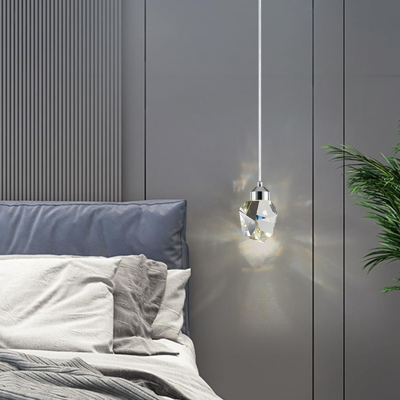 Modern Crystal Pendant Light, 3-Color LED Crystal Pendant Light, Adjustable