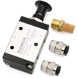 Baomain Pneumatic Air Hand Solenoid Valve 3 Way 2 Position Pneumatic Air Manual Control 1/4" PT 3R210-08