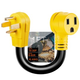 Suplevel NEMA 14-30P to 6-50R Welder Adapter Cord, 30 Amp 4 Prong Dryer Male Plug to 50 Amp Welder Female Connector, for Welding Machine EV Charger, STW 10 AWG/3C, 1 FT, ETL Listed