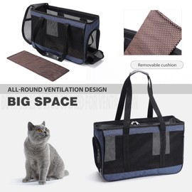 PETCUTE Transport Bag for Dogs and Cats, Airline Approved Dog Carrier Bag Cat Carrier Bag with Removable Mat, Safety Lead, Breathable Carry Bag Cats for Small Dogs