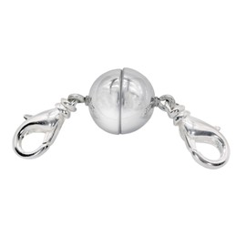 My Home Crystal, Magnetic Clasp for Jewellery with Strong Magnet and Eyelet for Opening, in Shiny Silver, Silver Plated