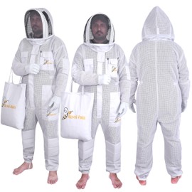 Bee Suits for Men, Women, Cotton Bee Suit, Beekeeping Suit & Beekeeping Supplies for Bee Keepers with Bite Proof Gloves & Removable Ventilated Fencing Veil to Stay Safe Against Bees