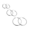 3 Pairs Sterling Silver 3mm Hoop Earrings Set for Women