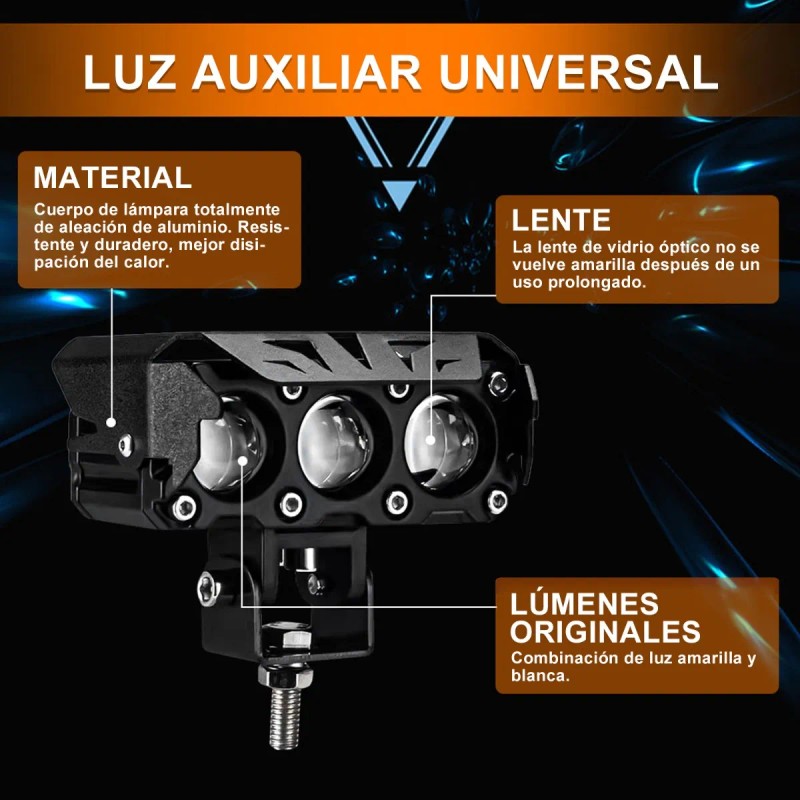 Par Faro Led Exploradoras Laser Lupa Estrobo Moto Auto 70w