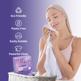 YUCO Laundry Detergent Sheets Lavender Scent 80 Loads, Eco-Friendly Laundry Soap Washer Sheets- Liquidless Laundry Detergent Sheets for Travel No Plastic & Hypoallergenic
