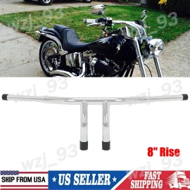 Unbranded 8"Rise 1 1/4" T-Bar Handlebars Bar Fits For Harley Softail Chopper Custom Chrome