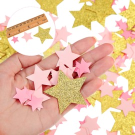 200 Pieces Stars Confetti Sprinkles Glitter Stars Confetti Pink Star Confetti Double Sided Star Paper Confetti Baby Shower Table Confetti for Table Wedding Birthday Party Supplies, 3 Styles