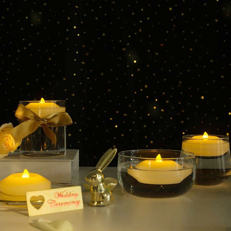 120+ Hours LED Floating Candles for Centerpieces – 12 Pack