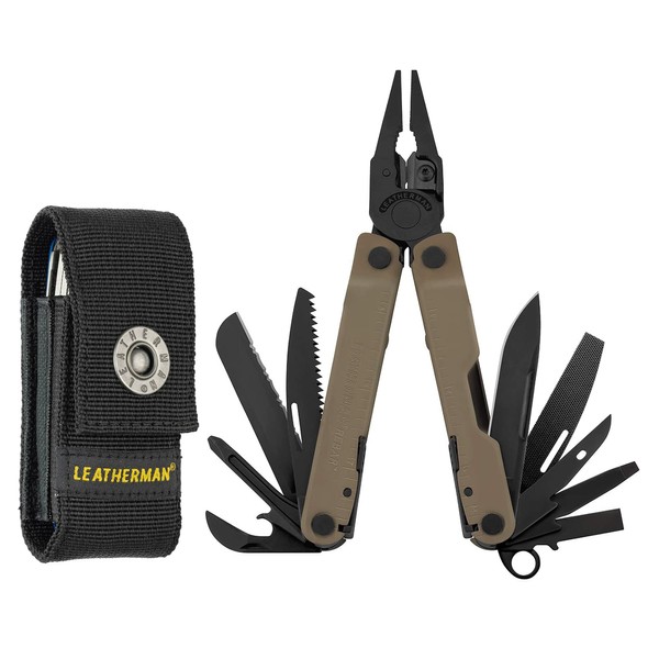 LEATHERMAN, Rebar Multitool with Premium Replaceable Wire Cutters and Saw, Coyote Tan with Nylon Sheath