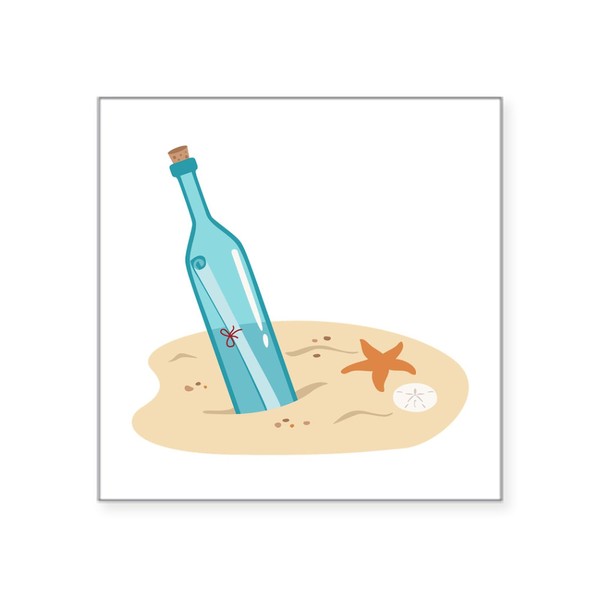 CafePress Message in Bottle Sticker Square Bumper Sticker Car Decal