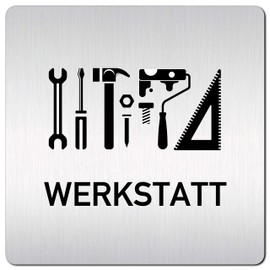 Türschilder24 XXL Door Sign 125 x 125 mm Workshop 003 1.5 mm Aluminium Solid Material 100% Made in Germany