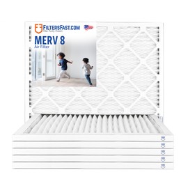 Filters Fast 25x25x1 Air Filter MERV 8, 1" AC Furnace Air Filters, Made in the USA, Actual Size: 24.75"x24.75"x0.75”, 6 Pack