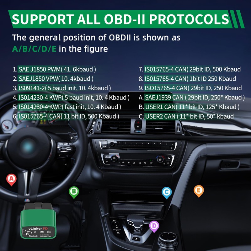 V-gate vLinker FD BT3.0 Bluetooth OBD2 Scanner Diagnostic Tool, Car