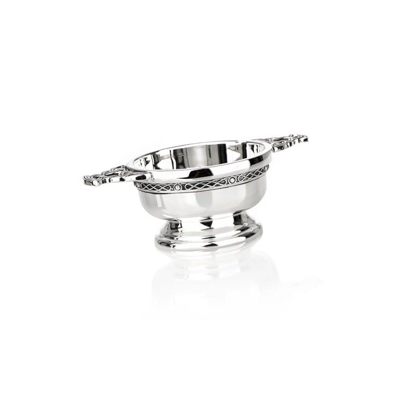 Hamilton & Young Celtic Plain Silver Plated Quaich - 3"